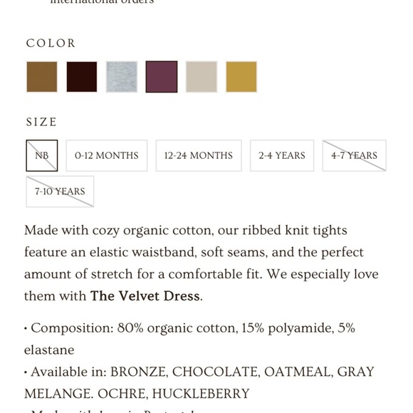 The Simple Folk baby ribbed tights 12-24m - Picture 2 of 4